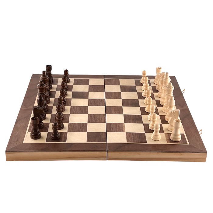 Jeu d'échecs pliant magnétique de 10 pouces (25cm) en Acacia et Erable -  ABIGAMES