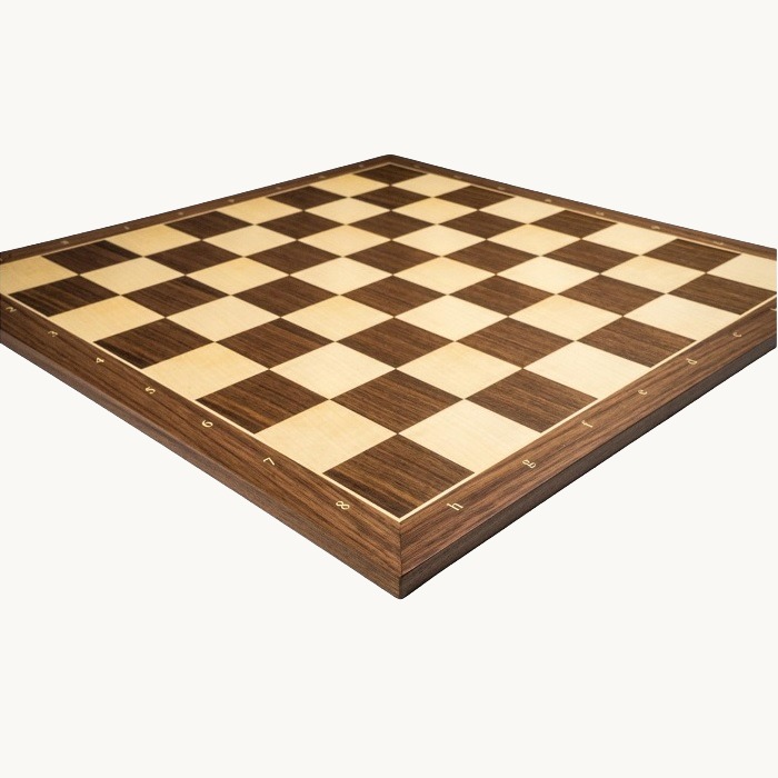 Échiquier Noyer lettré chiffré bords fins Cases 50 mm