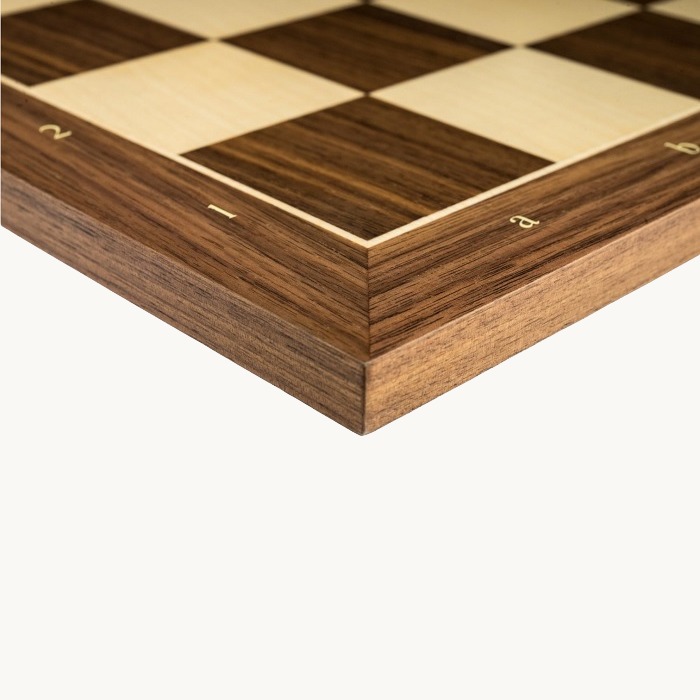 Échiquier Noyer lettré chiffré bords fins Cases 50 mm - miniature 2