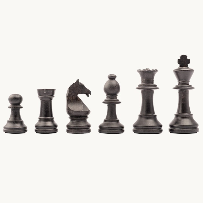 Pièces d'échecs n° 5 modèle "Staunton Europe" noir mat