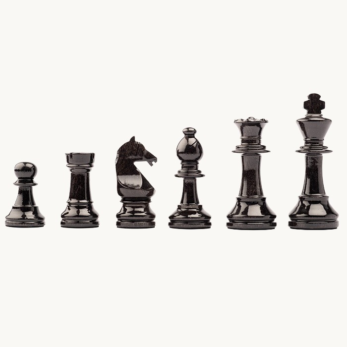 Pièces d'échecs n° 5 modèle "Staunton Europe" noir brillant