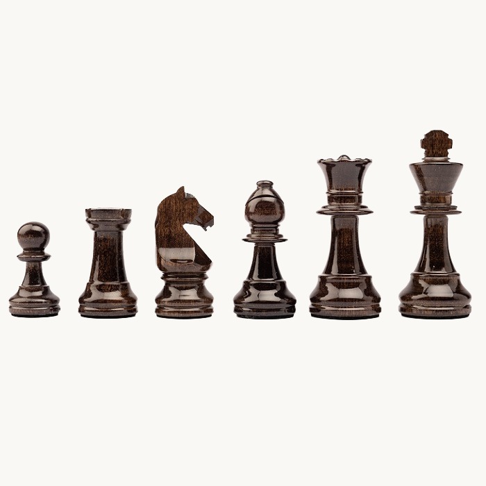 Pièces d'échecs n° 3 modèle "Staunton Europe" noyer brillant
