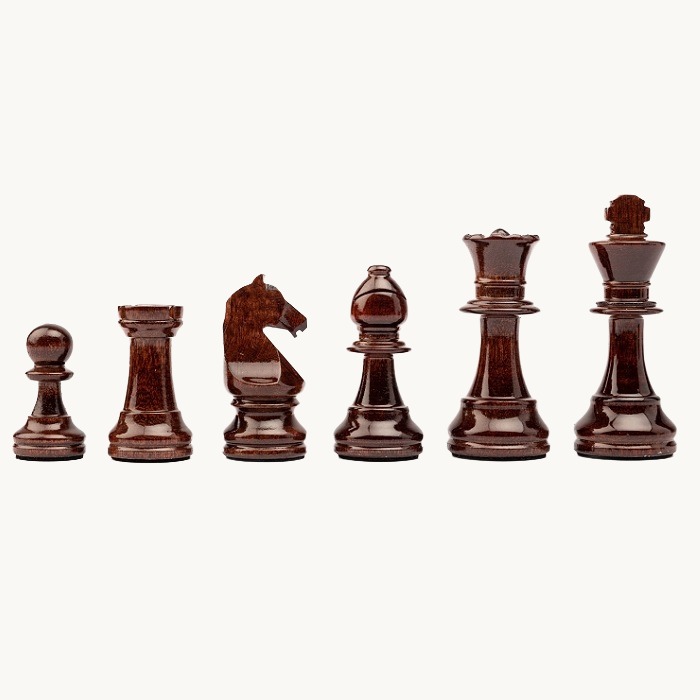 Pièces d'échecs n° 3 modèle "Staunton Europe" acajou brillant