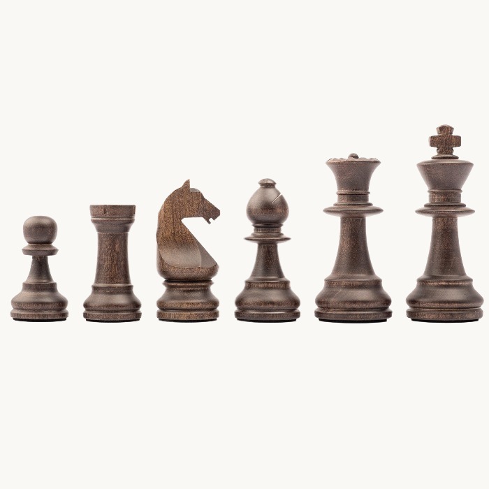 Pièces d'échecs n° 6 modèle "Staunton Europe" noyer mat
