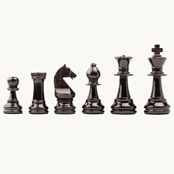 Pièces d'échecs n° 6 Modèle "Staunton Europe" Noir brillant