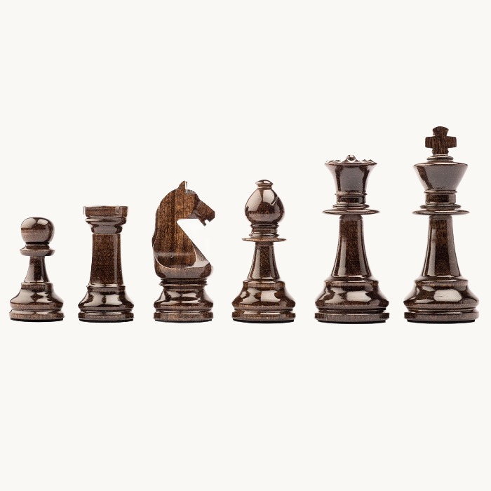 Pièces d'échecs n° 6 Modèle "Staunton Europe" Noyer brillant 