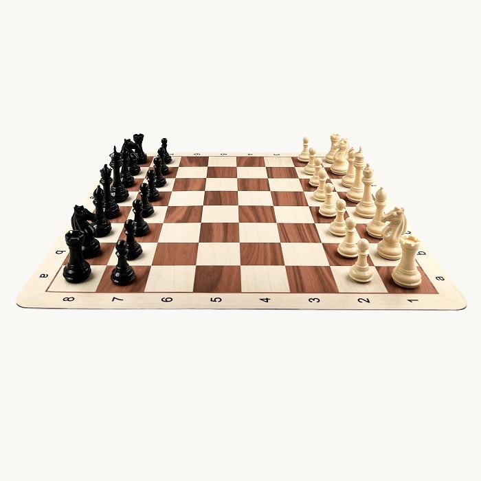 Jeu d'échecs cases 55 mm pièces plastique triple plombage style classique