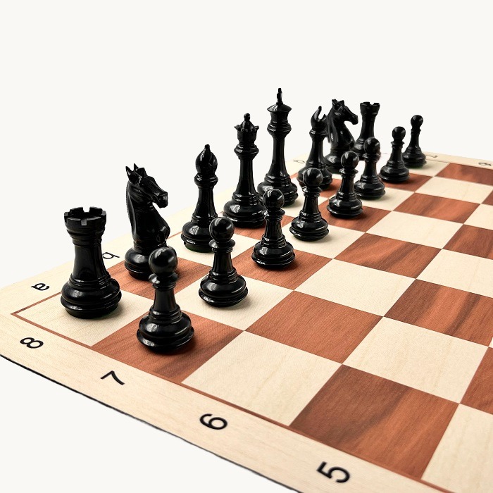 Jeu d'échecs cases 55 mm pièces plastique triple plombage style  - miniature 2