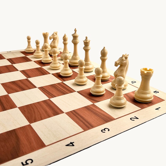 Jeu d'échecs cases 55 mm pièces plastique triple plombage style  - miniature 3