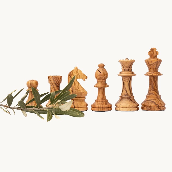 Pièces d'échecs n° 5 Modèle "Staunton Europe" Bois d'olivier